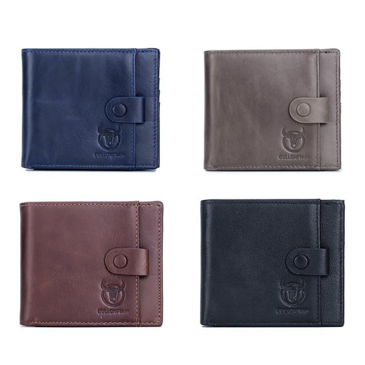 BULL CAPTAIN 038 RFID Anti-Theft Top Layer Cowhide Casual Wallet Driver ID Card Slot Wallet(Black)