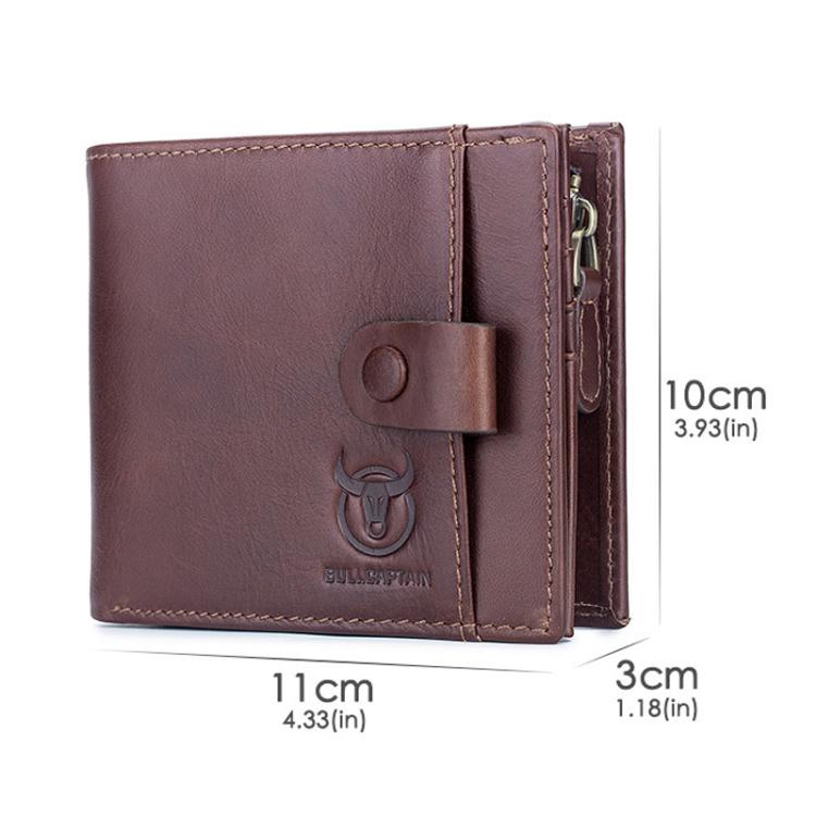 BULL CAPTAIN 038 RFID Anti-Theft Top Layer Cowhide Casual Wallet Driver ID Card Slot Wallet(Black)