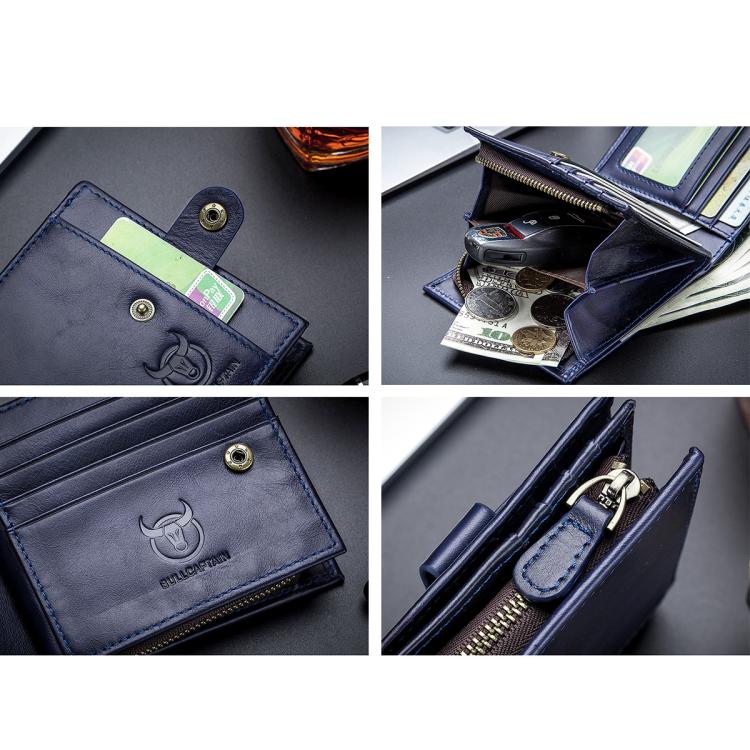 BULL CAPTAIN 038 RFID Anti-Theft Top Layer Cowhide Casual Wallet Driver ID Card Slot Wallet(Coffee)