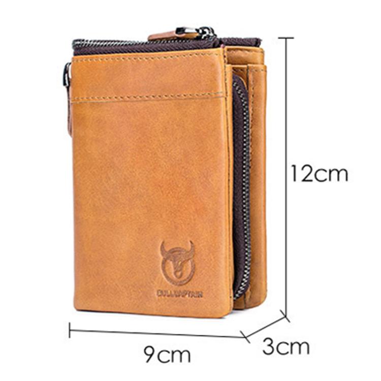BULL CAPTAIN 050 RFID Anti-theft Top Layer Multi-Slot Wallet with Detachable Coin Purse(Coffee)