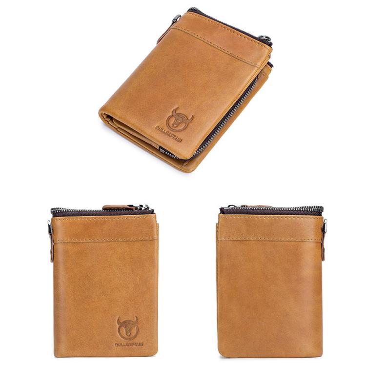 BULL CAPTAIN 050 RFID Anti-theft Top Layer Multi-Slot Wallet with Detachable Coin Purse(Coffee)