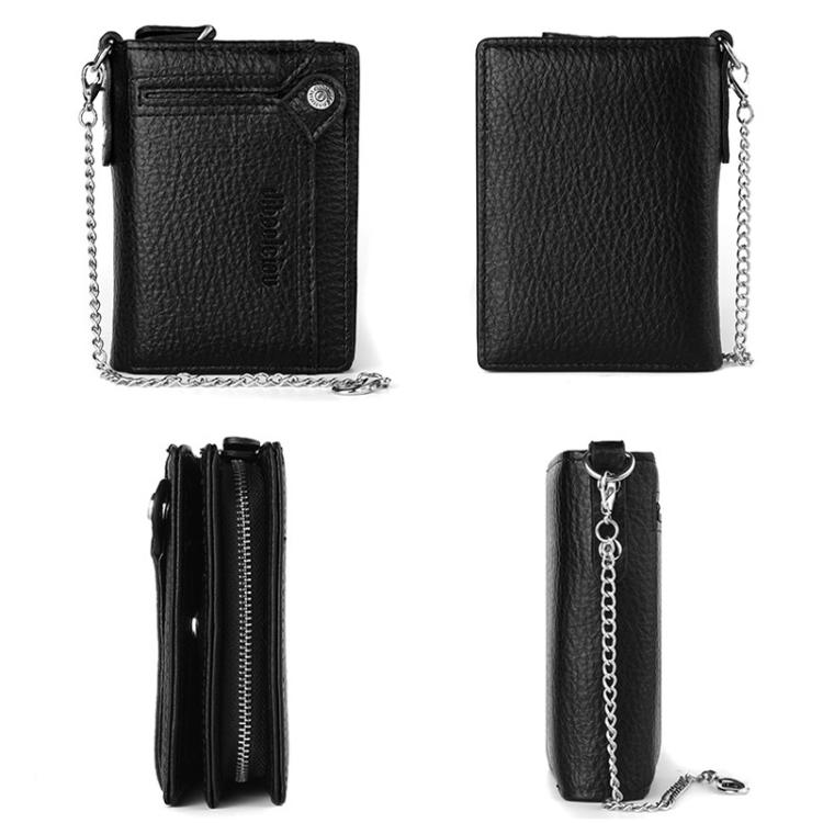 Dibaoleiou Men Anti-Theft Chain Wallet Retro Money Purse Driver License Card Bag Zipper Coin Purse(Coffee)