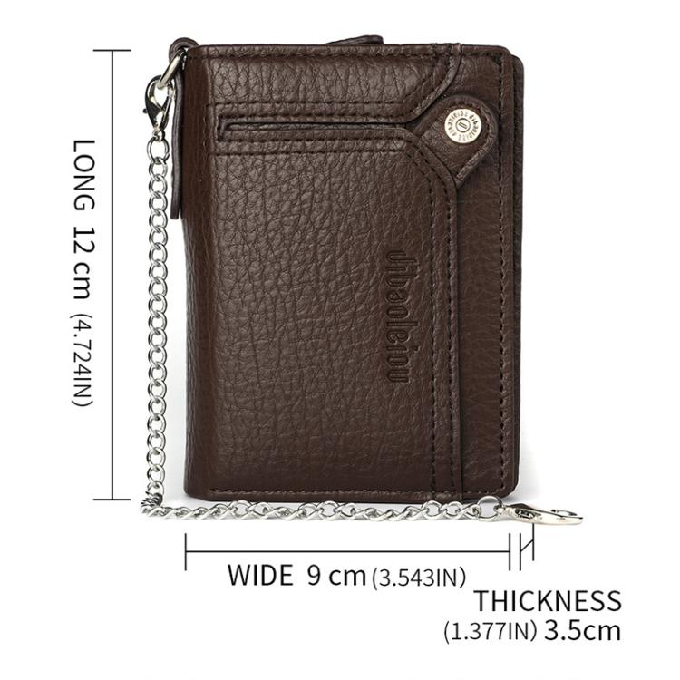 Dibaoleiou Men Anti-Theft Chain Wallet Retro Money Purse Driver License Card Bag Zipper Coin Purse(Coffee)
