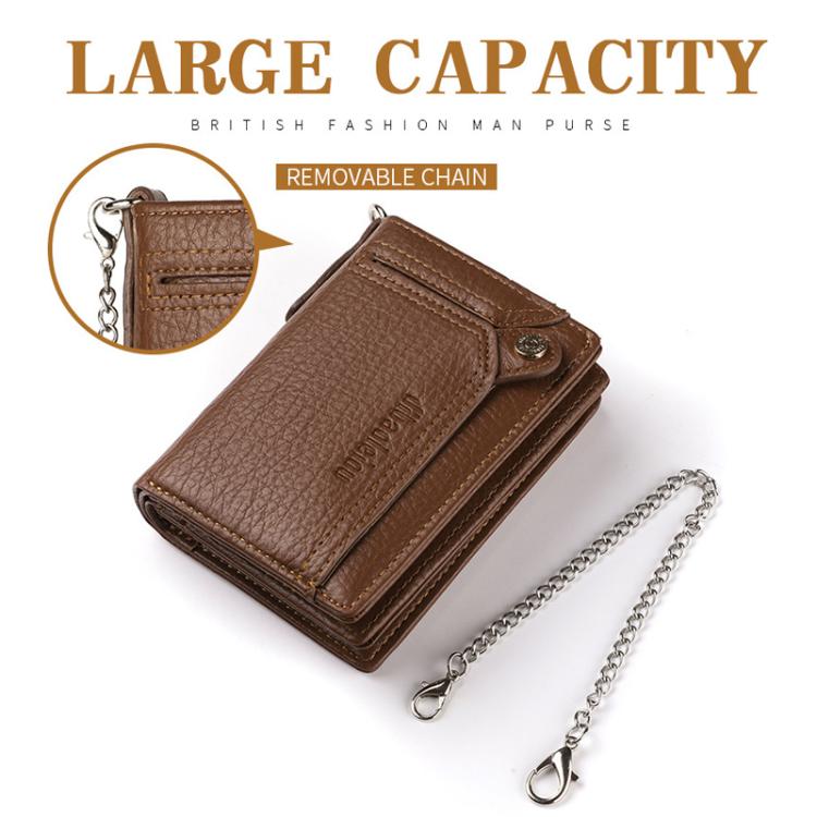 Dibaoleiou Men Anti-Theft Chain Wallet Retro Money Purse Driver License Card Bag Zipper Coin Purse(Coffee)