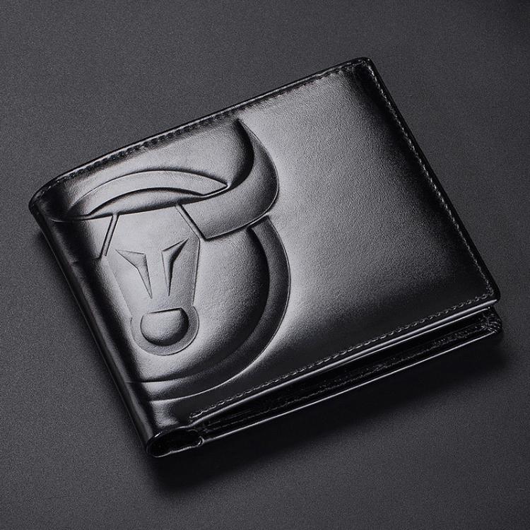 BULL CAPTAIN 0203 RFID Anti-theft Top-layer Cowhide Multiple Card Slots Wallet(Black Horizontal)
