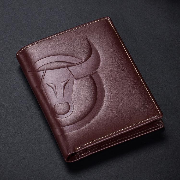 BULL CAPTAIN 0203 RFID Anti-theft Top-layer Cowhide Multiple Card Slots Wallet(Coffee Vertical)