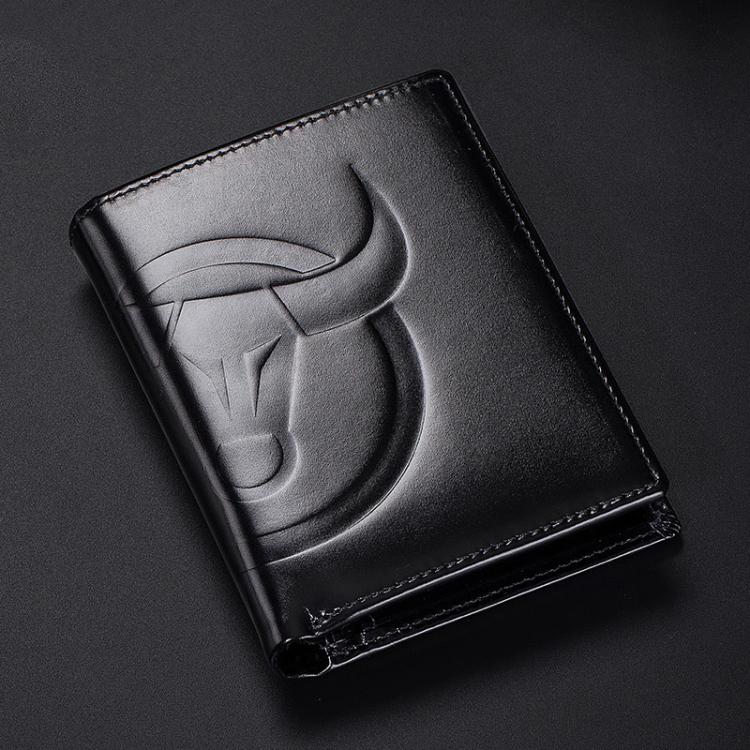 BULL CAPTAIN 0203 RFID Anti-theft Top-layer Cowhide Multiple Card Slots Wallet(Black Vertical)
