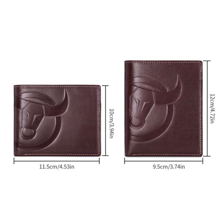 BULL CAPTAIN 0203 RFID Anti-theft Top-layer Cowhide Multiple Card Slots Wallet(Black Vertical)