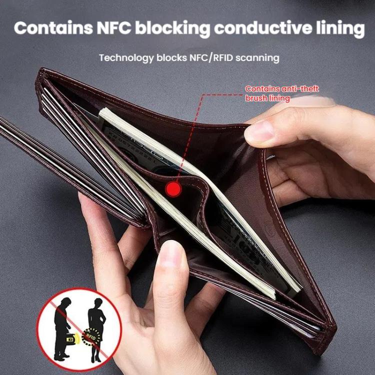 BULL CAPTAIN 0203 RFID Anti-theft Top-layer Cowhide Multiple Card Slots Wallet(Coffee Horizontal)