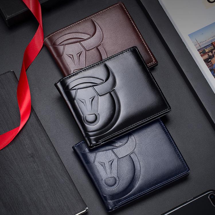 BULL CAPTAIN 0203 RFID Anti-theft Top-layer Cowhide Multiple Card Slots Wallet(Black Horizontal)