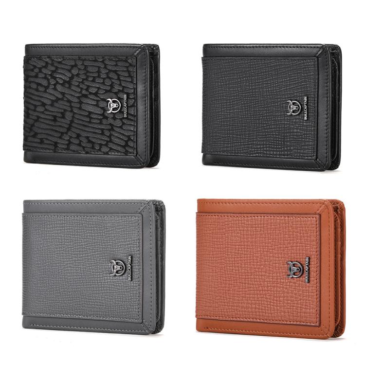 BULL CAPTAIN 07 RFID Anti-theft Top-layer Cowhide Multiple Card Slots Wallet(Black Leopard Print)