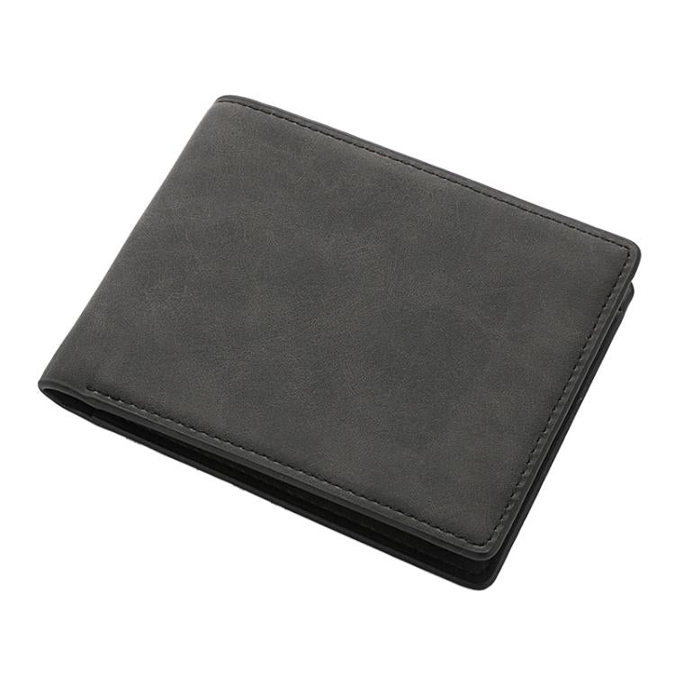 DEABOLAR Men Short Wallet Zipper Simple Soft Leather Purse Card Bag Student Retro Leather Wallet(Black)