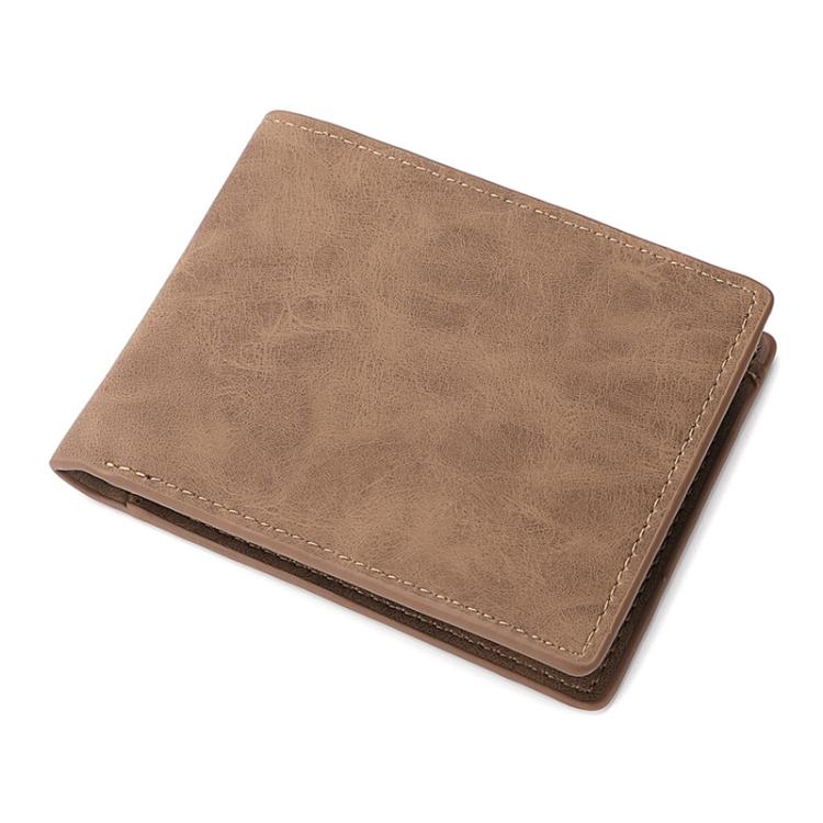 DEABOLAR Men Short Wallet Zipper Simple Soft Leather Purse Card Bag Student Retro Leather Wallet(Brown)