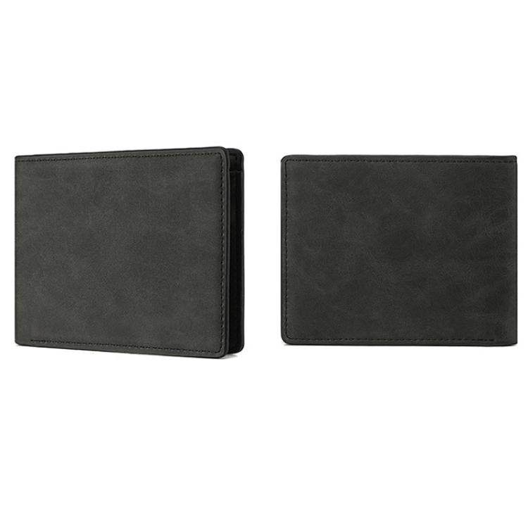 DEABOLAR Men Short Wallet Zipper Simple Soft Leather Purse Card Bag Student Retro Leather Wallet(Black)