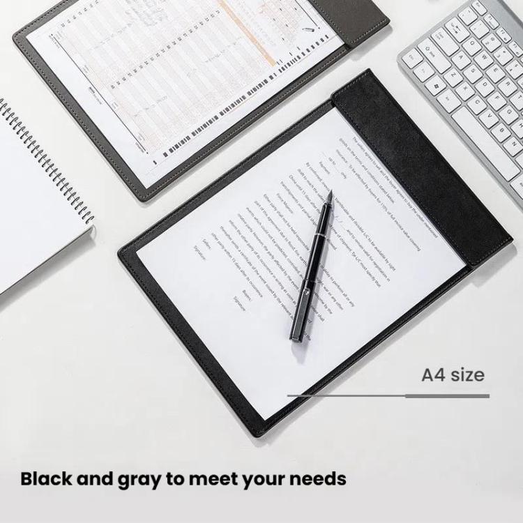 Deli  64506 A4 PU Magnetic Clipboard Writing Board File Folder for Office, Hotel, Meetings, Signing Documents(Gray)