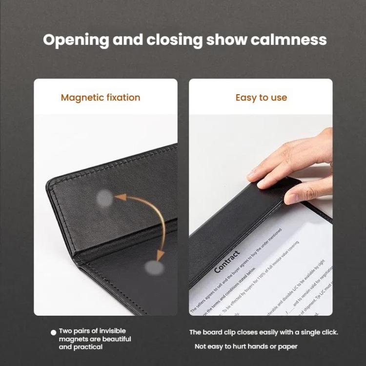 Deli  64506 A4 PU Magnetic Clipboard Writing Board File Folder for Office, Hotel, Meetings, Signing Documents(Gray)