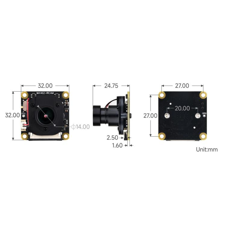 Waveshare For Raspberry Pi Series Boards IMX462 2MP Fixed-Focus IR-CUT Starlight Camera(30450)