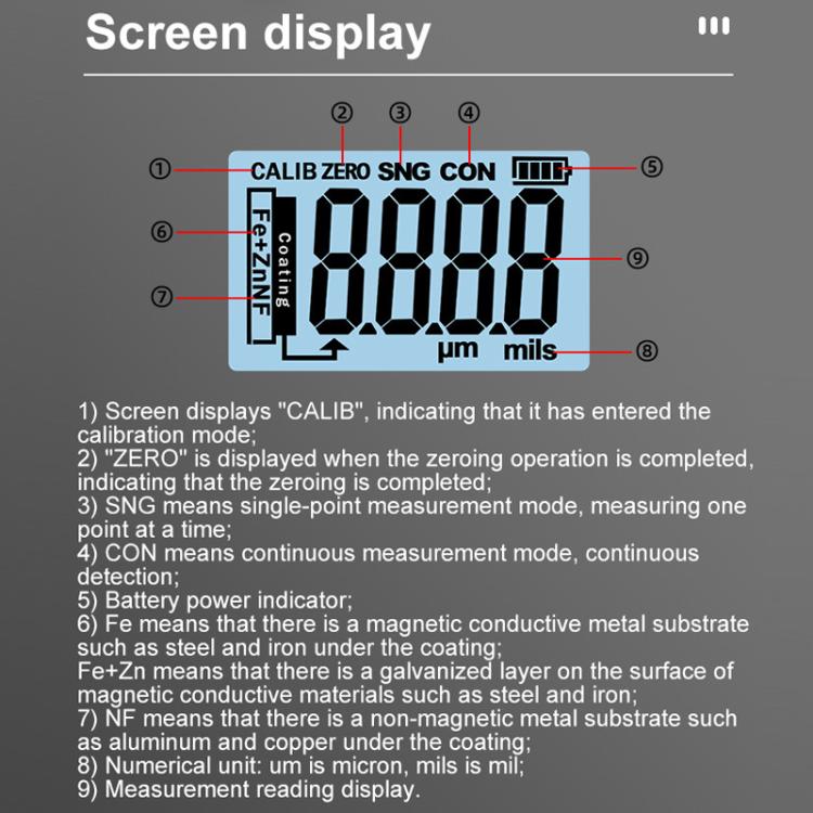 Mingzheng Iron Aluminum Zinc Three-Purpose Paint Film Coating Thickness Gauge(ET330)