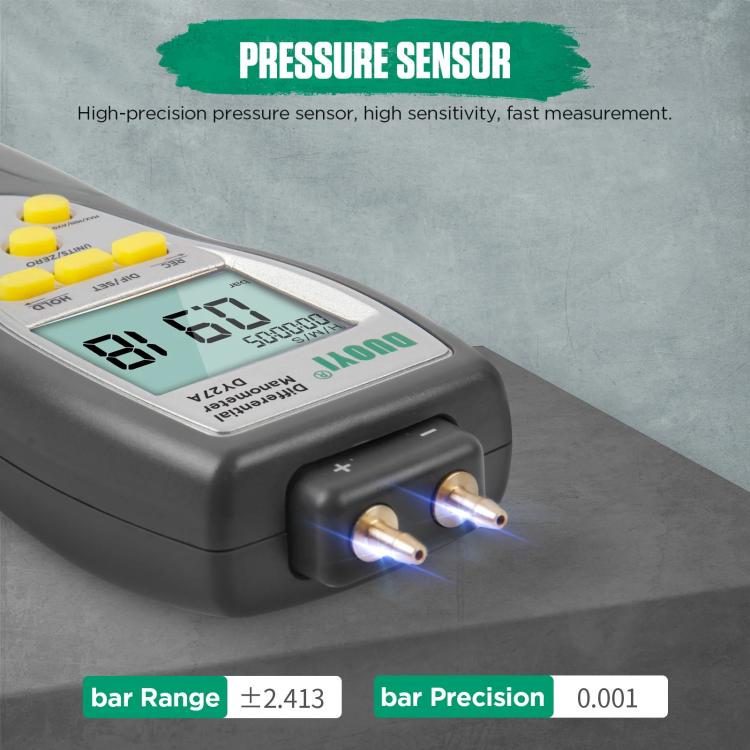 DUOYI Digital Brake Vacuum Pump Measuring Gauge Differential Pressure Gauge(DY27A English)