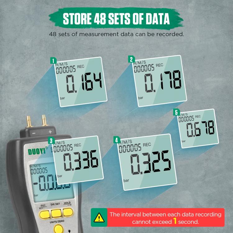 DUOYI Digital Brake Vacuum Pump Measuring Gauge Differential Pressure Gauge(DY27A English)