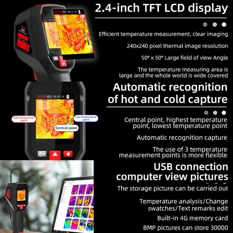 BSIDE HX3 Handheld Infrared Thermal Imager Power Non-Contact Thermometer
