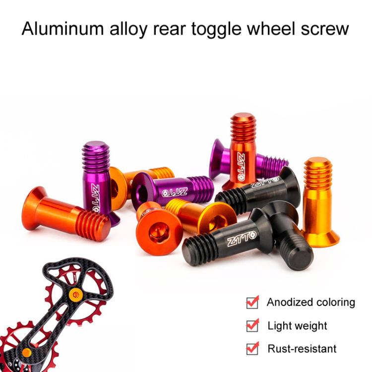 2pcs ZTTO Bicycle Rear Derailleur Sprocket Screws M5 Modified Road Mountain Derailleur Guide Wheel(Black)