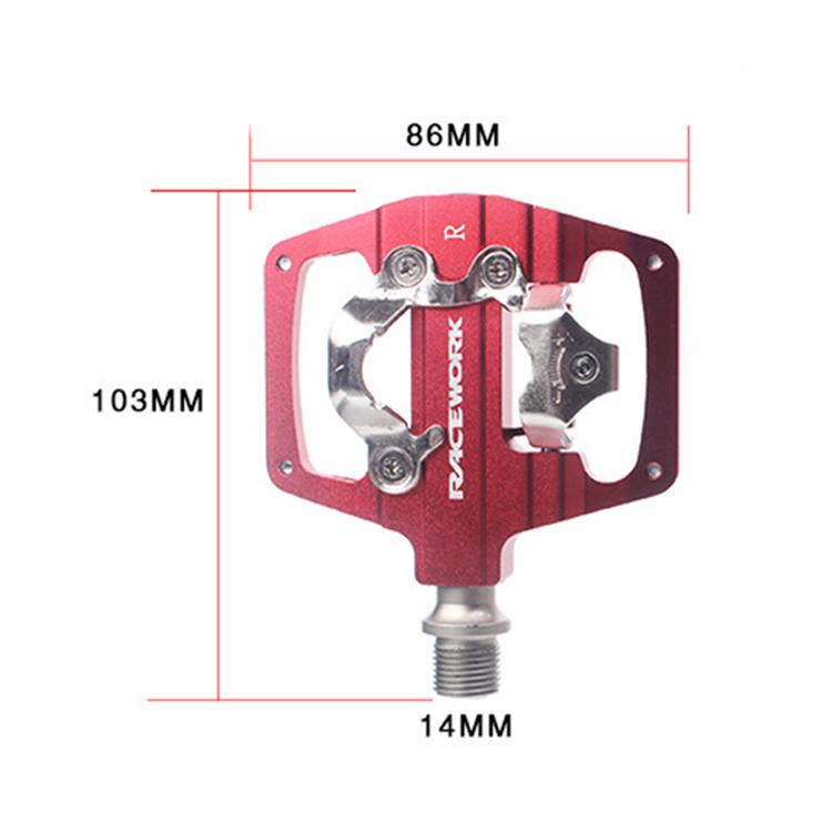 RACEWORK RK213 1pair Mountain Bike SPD + Flat Pedal Self-locking Dual-purpose Pedal(Red)