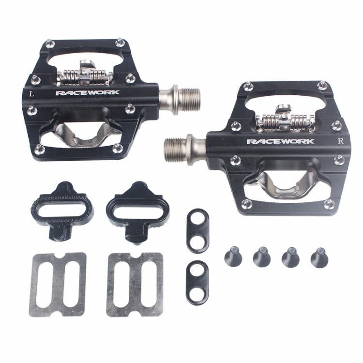 RACEWORK RK213 1pair Mountain Bike SPD + Flat Pedal Self-locking Dual-purpose Pedal(Orange)