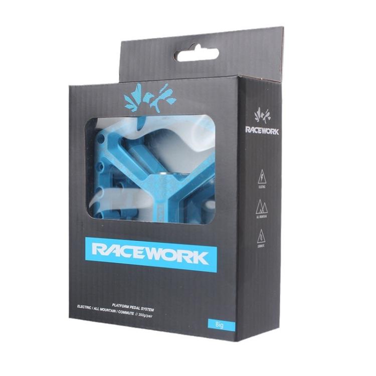 RACEWORK RK579 1pair Bicycle Wide Anti-slip Bearing Pedal Nylon Pedal(Cyan)