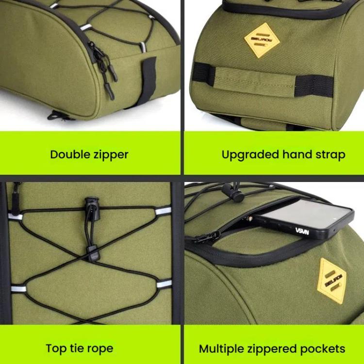 BELIROW Bicycle Rack Tail Bag Folding Bike Quick Release Pannier Bag(Army Green)