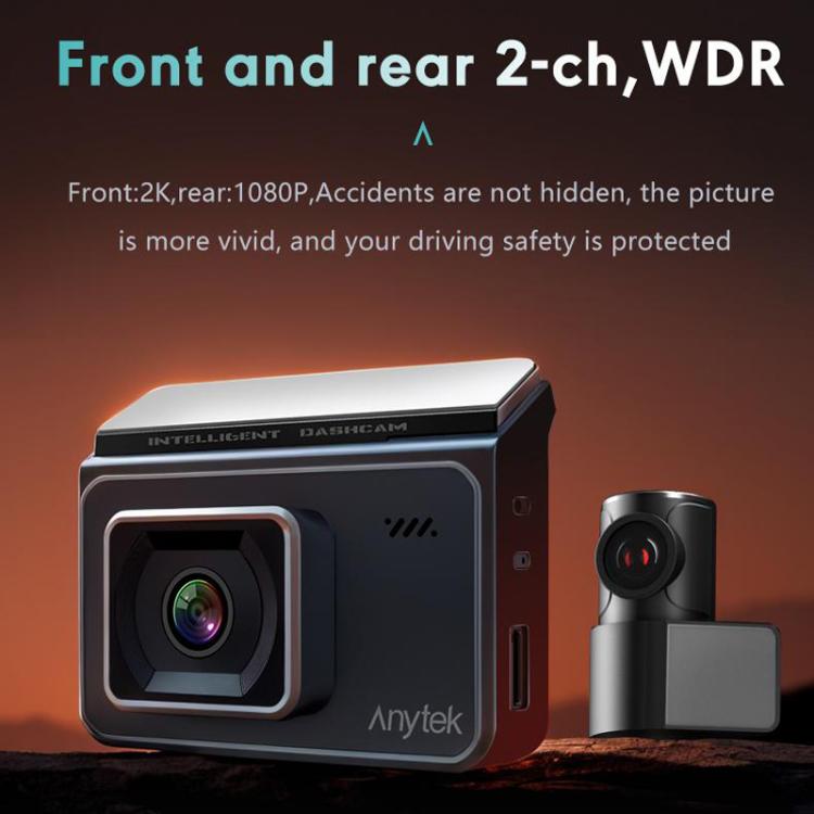 Anytek T2 PRO 3.0 Inch 2K HD Night Vision Recorder Hidden Car Camera Front And Rear Dual Recording(Without Memory)