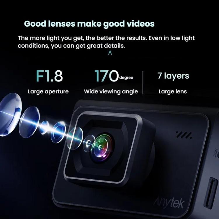 Anytek T2 PRO 3.0 Inch 2K HD Night Vision Recorder Hidden Car Camera Front And Rear Dual Recording(Without Memory)