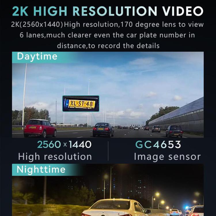 Anytek T2 PRO 3.0 Inch 2K HD Night Vision Recorder Hidden Car Camera Front And Rear Dual Recording(Without Memory)