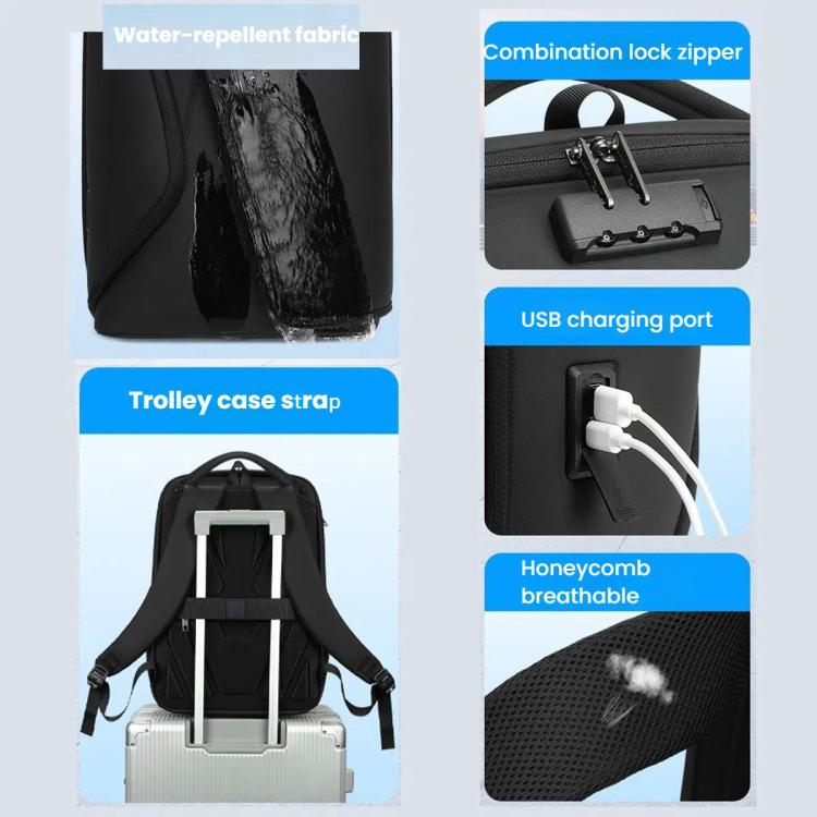 Wiersaam Men Anti-Theft Business Travel Backpack Water-Resistant Laptop Backpack With USB Charging Port(Black)