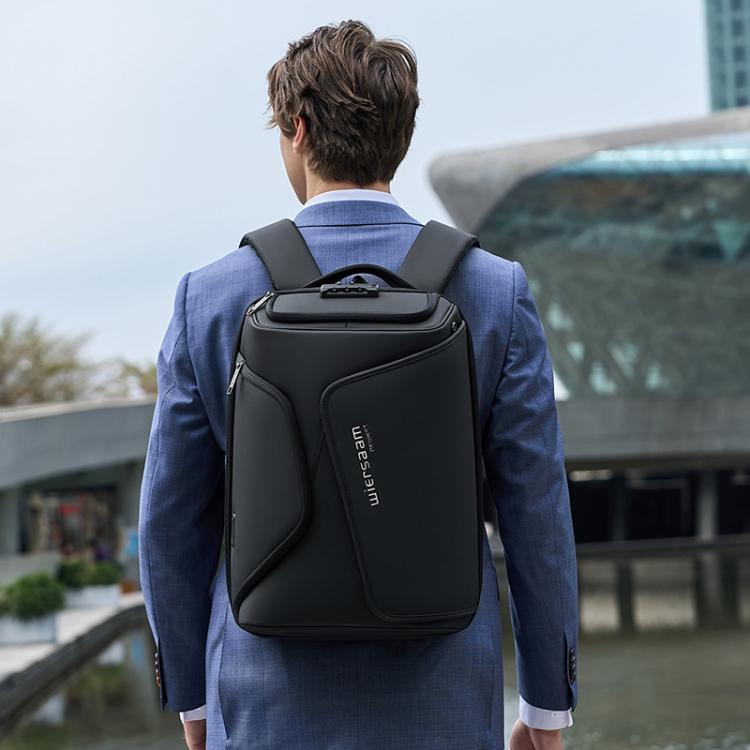 Wiersaam Men Anti-Theft Business Travel Backpack Water-Resistant Laptop Backpack With USB Charging Port(Gray)