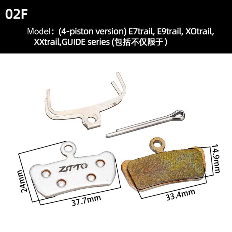 2pairs ZTTO Bicycle Metal Sintered Cable Mountain Road Bike Electrical Scooter Disc Brake Linings, Style: 02F