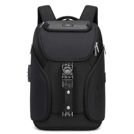 Wiersaam WY68173 Men Waterproof Anti-Theft Business Backpack With Lock & USB Ports(Black)