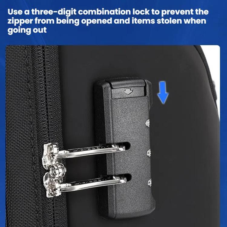 Wiersaam WY68173 Men Waterproof Anti-Theft Business Backpack With Lock & USB Ports(Black)