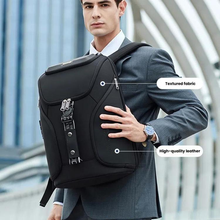 Wiersaam WY68173 Men Waterproof Anti-Theft Business Backpack With Lock & USB Ports(Black)