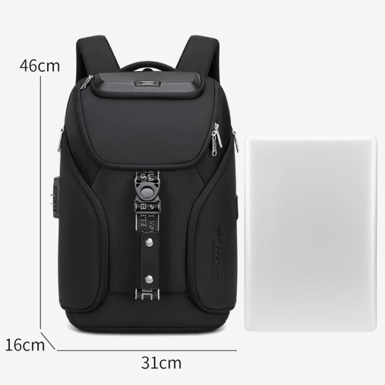 Wiersaam WY68173 Men Waterproof Anti-Theft Business Backpack With Lock & USB Ports(Black)