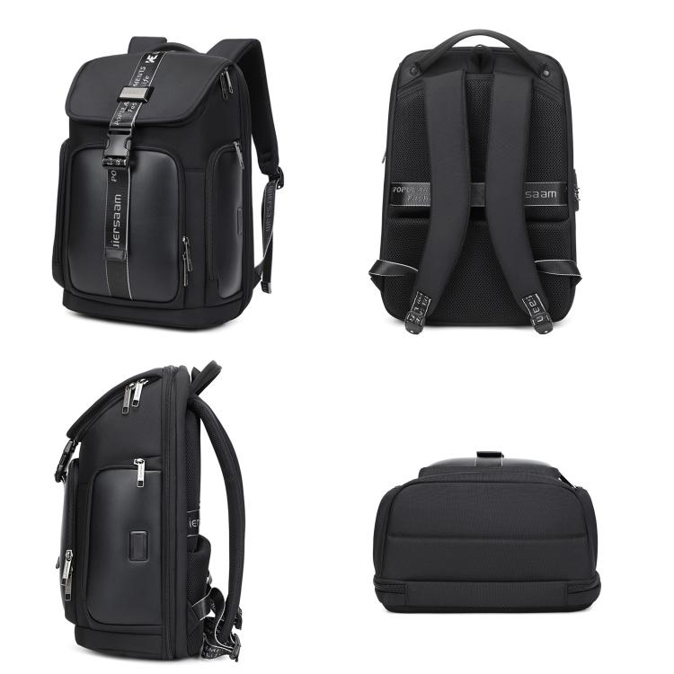 Wiersaam WY1200 Men Waterproof Anti-Theft Business Backpack Multiple Organizer Compartments(Black)