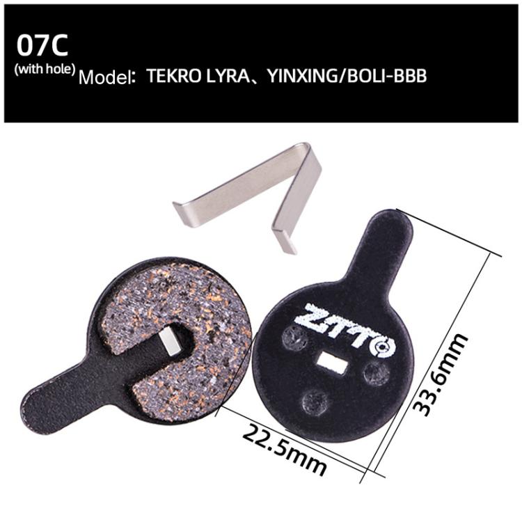 2pairs ZTTO Bicycle Disc Braking Pads Mountain Bike Semi-Metallic Resin Brake Pads, Model: MS-07C With Hole