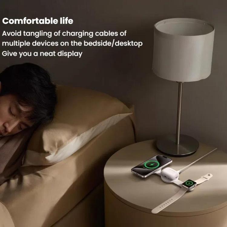 ANKER B25M8 3 In 1 15W Magnetic Wireless Charger For  iPhone, iWatch, AirPods(White)