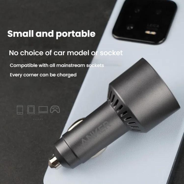 ANKER A2737 167.5W Dual Type-C+UAB-A 3 Ports Car Charger Cell Phone PD Fast Charger(Siver Gray)