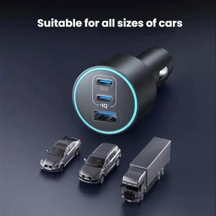 ANKER A2737 167.5W Dual Type-C+UAB-A 3 Ports Car Charger Cell Phone PD Fast Charger(Siver Gray)