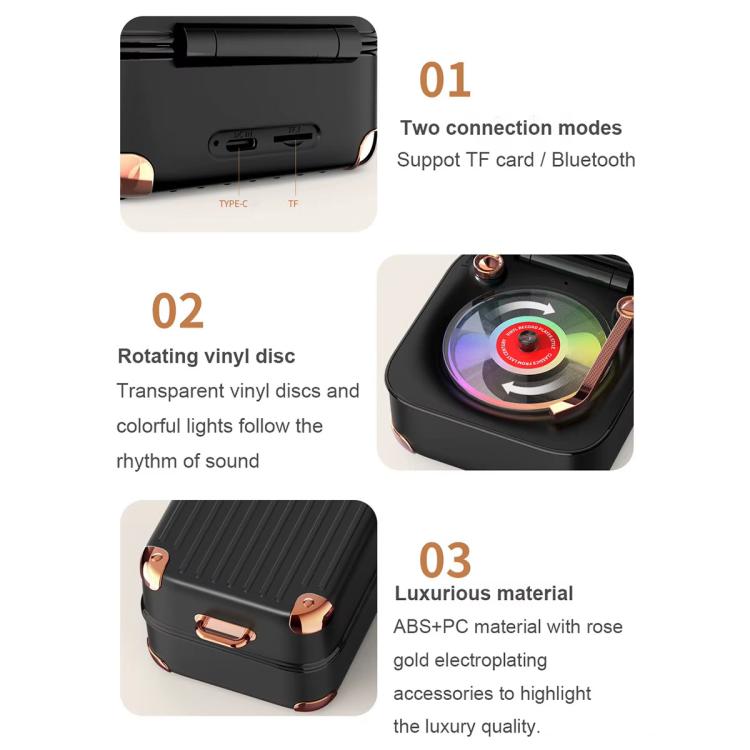 AVWOO A17 Mini Colorful Light Retro Gramophone Bluetooth Speaker(Black)