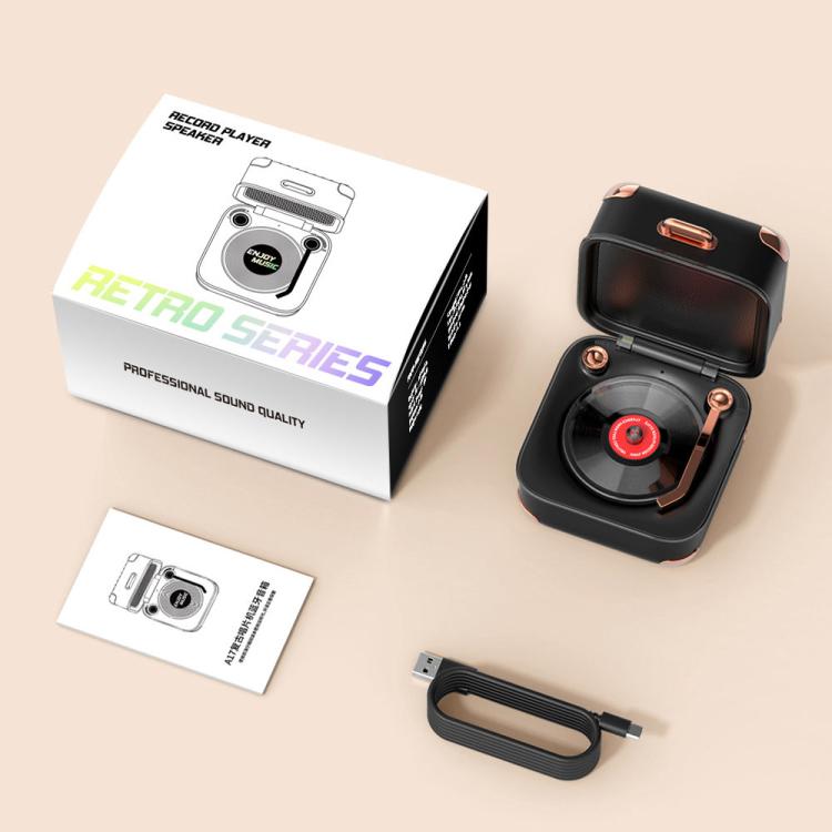 AVWOO A17 Mini Colorful Light Retro Gramophone Bluetooth Speaker(Black)