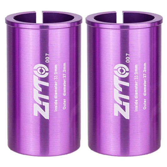 27.2-33.9mm 007 2pcs ZTTO Bicycle Seat Post Conversion Sleeve Reducer Cover(Purple)