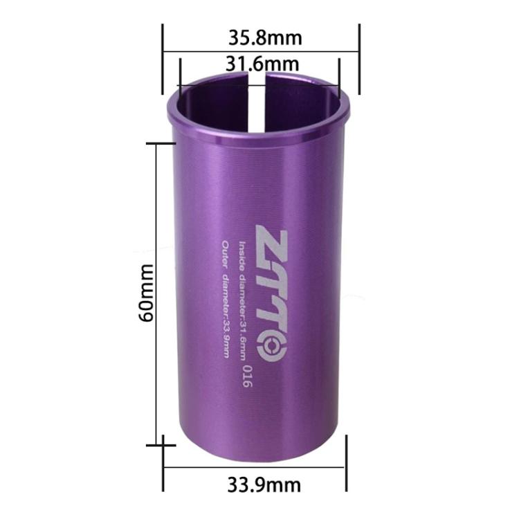 31.6-33.9mm 016 2pcs ZTTO Bicycle Seat Post Conversion Sleeve Reducer Cover(Purple)