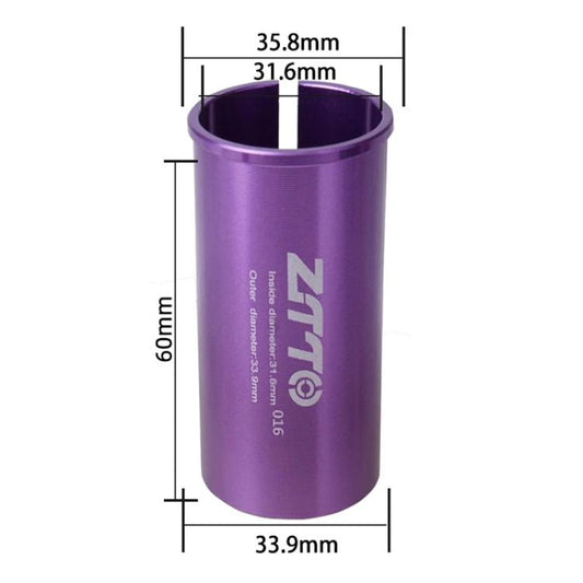 31.6-33.9mm 016 2pcs ZTTO Bicycle Seat Post Conversion Sleeve Reducer Cover(Purple)